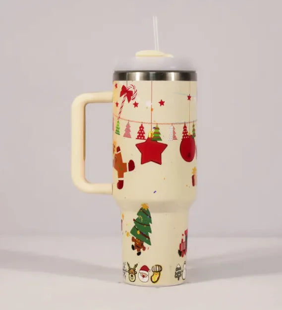 Festive Stainless Steel Travel Cup
