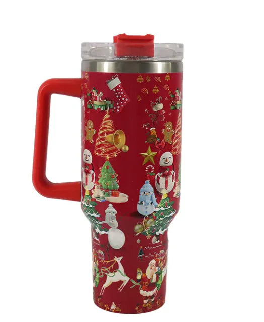 Festive Stainless Steel Travel Cup