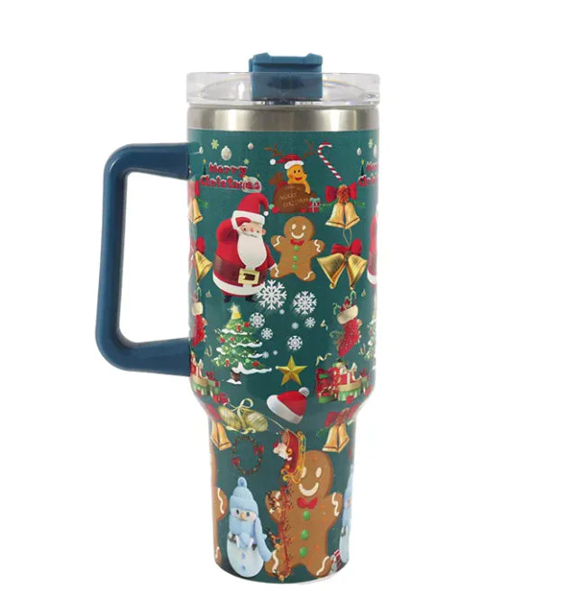 Festive Stainless Steel Travel Cup