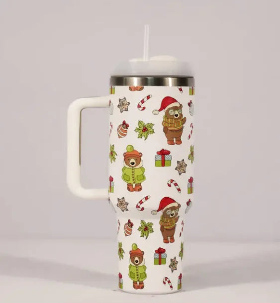 Festive Stainless Steel Travel Cup