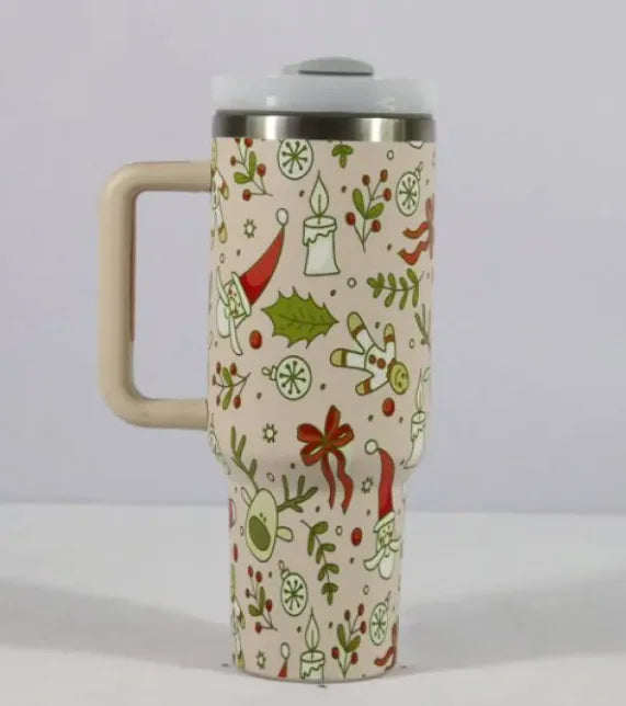 Festive Stainless Steel Travel Cup