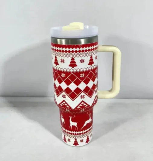Festive Stainless Steel Travel Cup